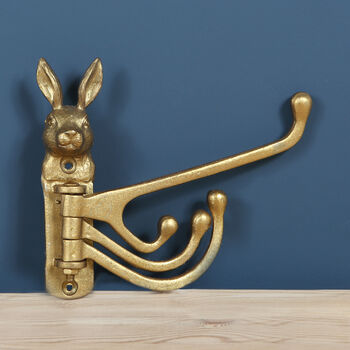 Rabbit Hare Multi Wall Hook, Brass Effect, 2 of 4