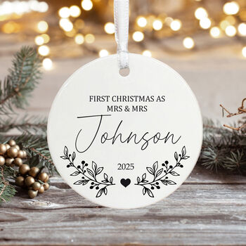 Personalised First Christmas Bauble For Newlyweds Keepsake Gift, 2 of 4