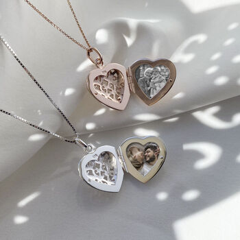 Sterling Silver Personalised Filigree Heart Locket Necklace, 3 of 8