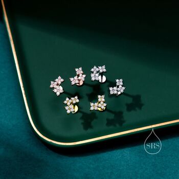 Cz Hydrangea Bouquet Internally Threaded Flat Back In Sterling Silver, 6 of 12