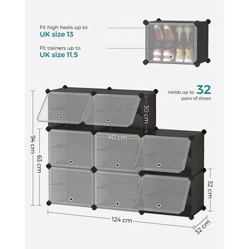 Eight Slot Interlocking Shoe Rack Storage Cabinet Unit, 11 of 11
