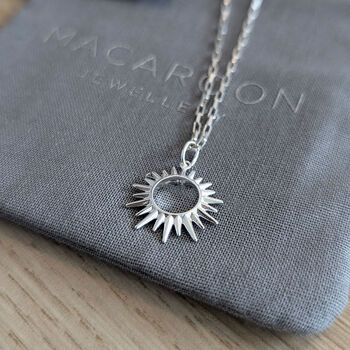 Sterling Silver Sunburst Charm Necklace, 4 of 6