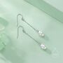 Sterling Silver Genuine Oval Freshwater Pearl Drop Hook Earrings, thumbnail 1 of 11