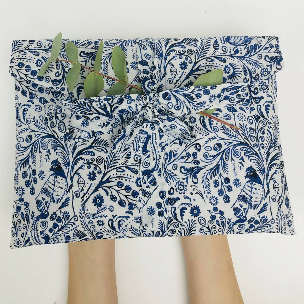 Fabric Gift Bag, Blue Bird Design, 1 of 5