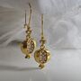 Pomegranate Drop Hoop Pearl Earrings, thumbnail 10 of 12