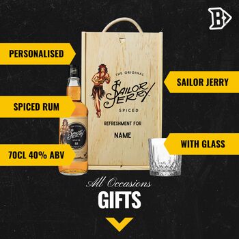 Personalised Sailor Jerry Rum Gift Set With Glass, 2 of 4