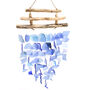 Driftwood Recycled Blue Glass Wind Chime, thumbnail 1 of 6