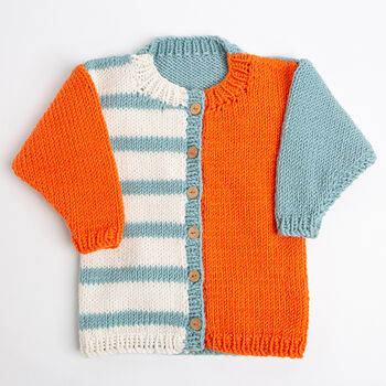 Toddler Colour Block Cardigan Easy Knitting Kit, 5 of 10