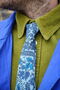 Mens Tonal Blues Bold Floral Print Slim Style Tie, thumbnail 1 of 12
