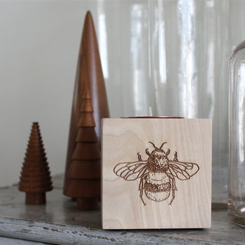 Bee Themed Solid Wood Tea Light Holder, 3 of 5