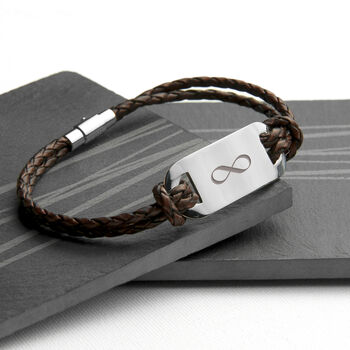 Personalised Men's Infinity Statement Leather Bracelet, 2 of 12