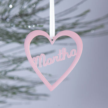 Personalised Heart Name Christmas Bauble Decoration, 9 of 10