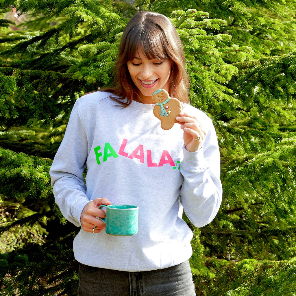 Neon Rainbow Fa La La Christmas Sweatshirt Jumper, 1 of 6