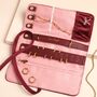 Burgundy Bow Embroidered Velvet Jewellery Roll, thumbnail 3 of 3