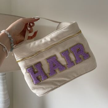 Personalised Canvas Patch Toiletry Cosmetic Case, 2 of 4