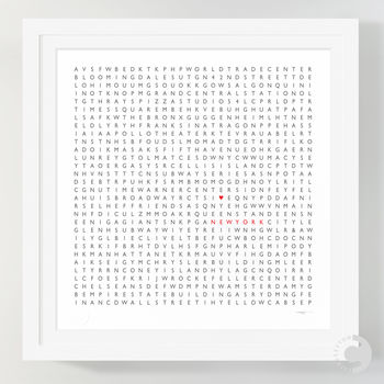 personalised city word search print by clive sefton ...