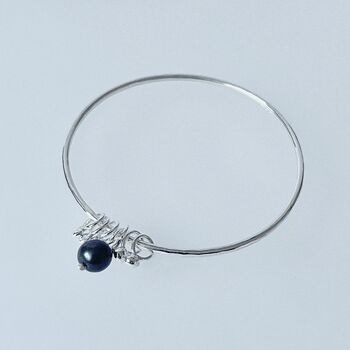 Silver Bangle With Droplets And Pearl, 3 of 4