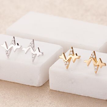 Heartbeat Stud Earrings, Sterling Silver Or Gold Plated, 7 of 7