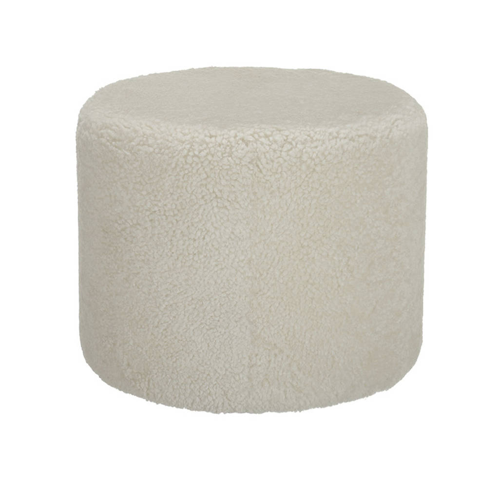 cream curly sheepskin round pouffe by lime tree london ...