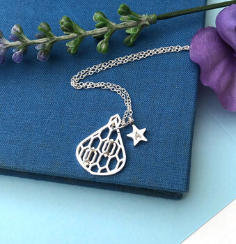 Geometric Honeycomb Drop With Initial Star Necklace, 2 of 9