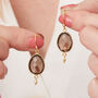 Brown Topaz Oval Drop Gold Plated Earrings, thumbnail 7 of 12