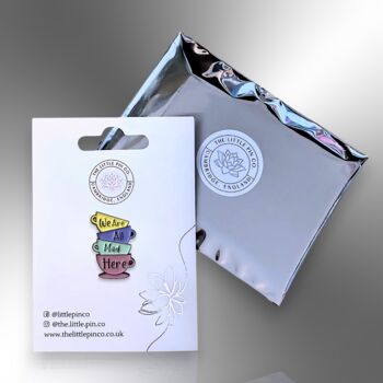 Small Mad Hatter We Are All Mad Here Teacups Enamel Lapel Pin Badge, 6 of 9