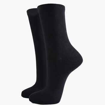 Women's Bamboo Socks Plain Black, 2 of 4