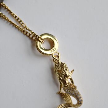 18 K Gold Mermaid Pendant With Zircon 925, 6 of 6