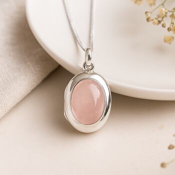 Personalised Sterling Silver Rose Quartz Gemstone Locket, 2 of 11