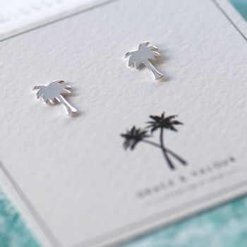 Palm Tree Sterling Silver Stud Earrings, 5 of 10
