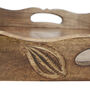 Fair Trade Hand Carved Natural Mango Wood Tea Tray, thumbnail 9 of 12