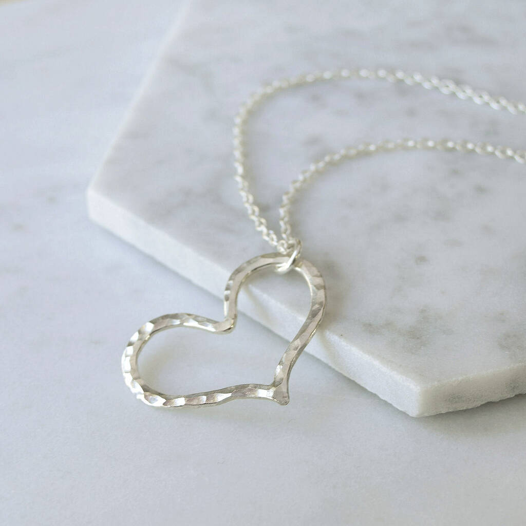 Sterling Silver Hammered Heart Necklace By Mia Belle ...