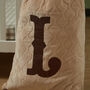 Personalised Oatmeal Velvet Initial Gift Sack, thumbnail 2 of 4
