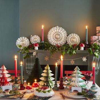 Paper Tree Decorations In Red And Green Ombre, 3 of 3