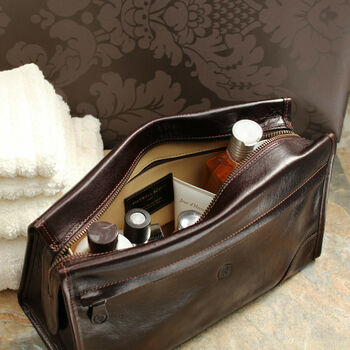 Large Men's Leather Toiletry Bag With Base 'Tanta', 8 of 11