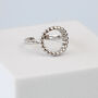 Sterling Silver Textured Circle Detail Adjustable Ring, thumbnail 2 of 4