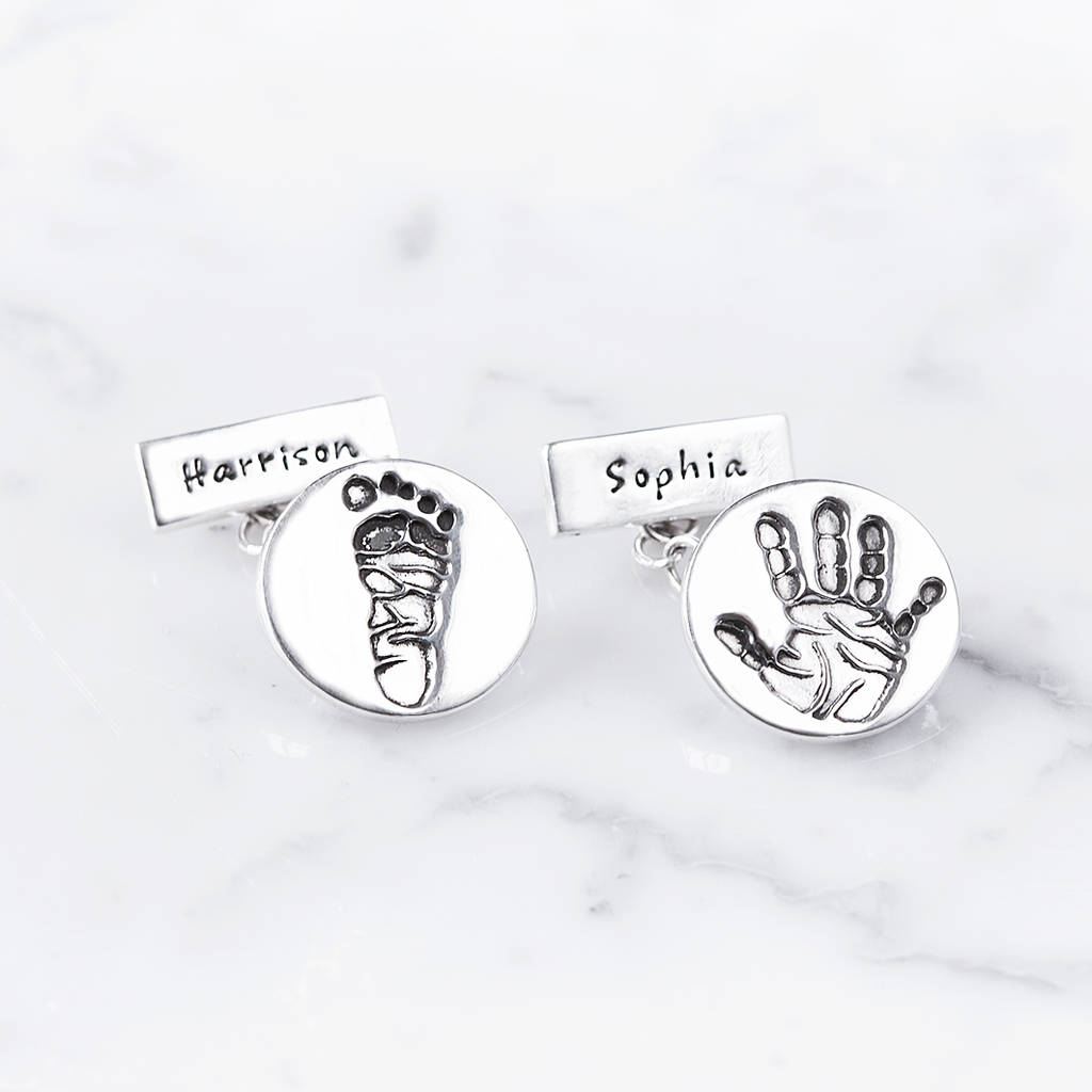 Image of Personalised Chain Link Hand And Foot Print Cufflinks