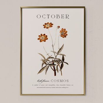 Birth Flower Wall Print 'Cosmos' For October, 5 of 9