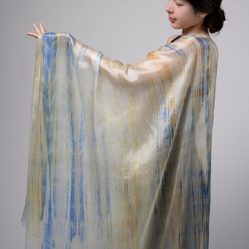 100% Mulberry Silk Scarf, Pastel Yellow In Gift Box, 3 of 10