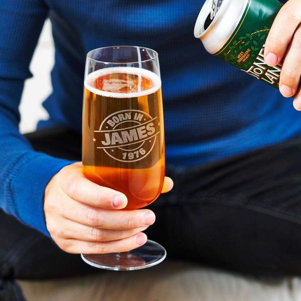 Personalised Birthday Stemmed Beer Glass By Sophia Victoria Joy