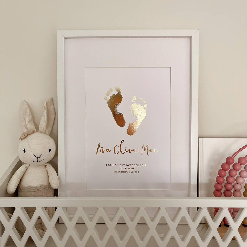 Personalised Baby Footprint Foil Print By Lily Rose Co ...