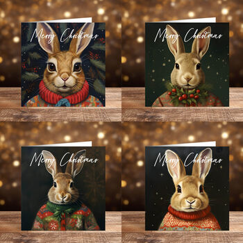 Hare Christmas Cards Pack Of Four Designs Including Envelopes, 4 of 5