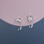 Tiny Moon And Star Cz Huggie Hoop Earrings, thumbnail 2 of 11