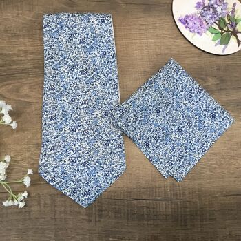 Liberty Cravat And Pocket Square Set For Men And Boys Km Blue, 4 of 6