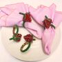 Strawberry Beaded Napkin Rings Red • Set Of Six, thumbnail 3 of 5