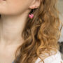 Raspberry Gelato Heart Charm Hoop Earrings, thumbnail 4 of 9