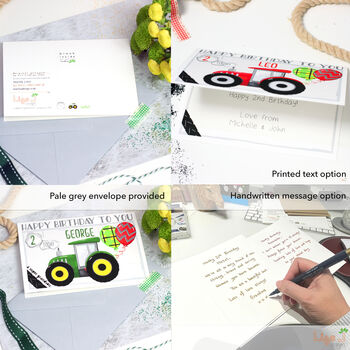 Personalised Green Tractor Age Birthday Card, 5 of 7