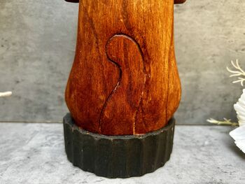 32cm Handcarved Lotus Yoga Cat Wooden Ornament Decor, 4 of 12