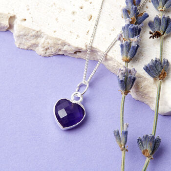 Healing Amethyst Heart Gemstone Silver Necklace, 2 of 10