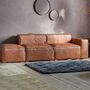 Leather Brown Boxed Sofa, thumbnail 1 of 2